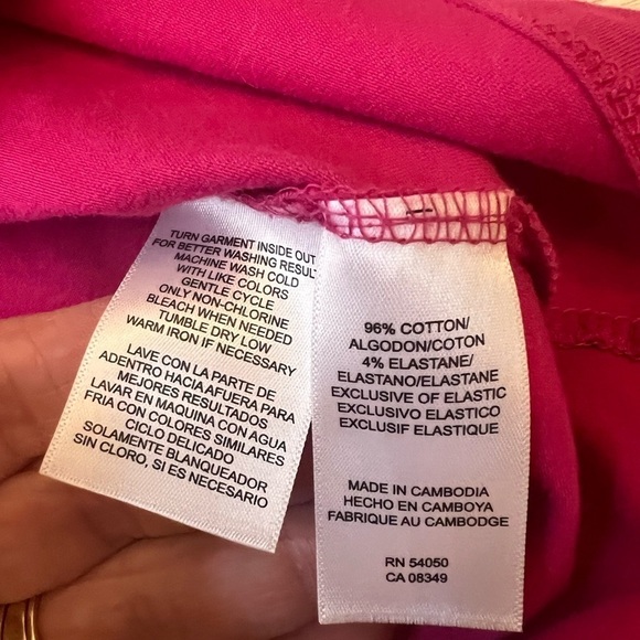 Michael Kors watercolors pink & tan button down shirt w/ free pink tank. Size L - Picture 10 of 10